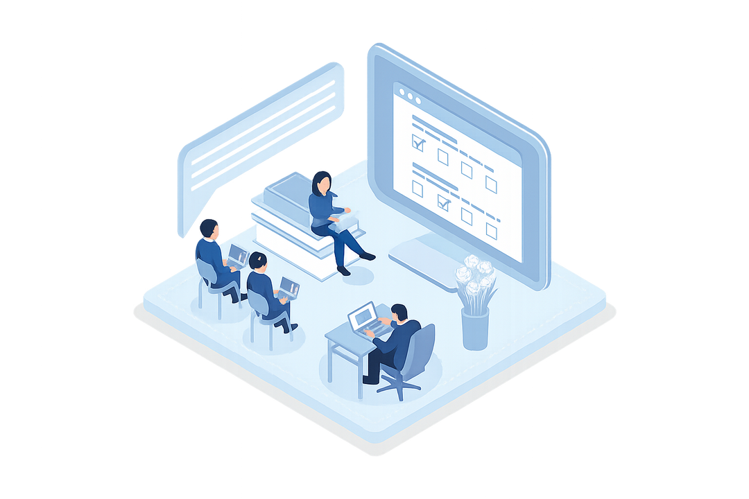 Person completing an online survey on a laptop